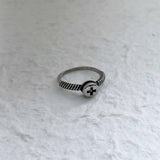 Retro Threaded Cross Ring