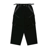 Peach Cotton Cargo Pants - Black