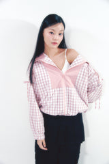 Check Ribbon Wind Breaker Pink