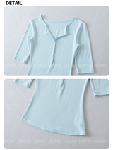 カラーハーフボタン半袖Tシャツ