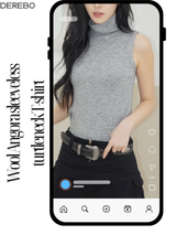 wool Angora sleeveless turtleneck T-shirt