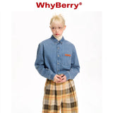 WhyBerry 22AW "バイウィズデニム" ショートシャツジャケット, レトロフリンジデニムシャツ for women