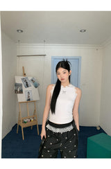 cat lace bow sleeveless tee
