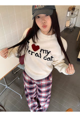 Cotton Check Casual Wide Pants