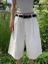 シティクラシックピンタックバミューダパンツ(White)