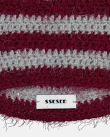 Hairy Stripe Beanie - Burgundy