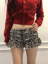 Leopard Shirring Skirt Pants