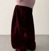 Rutte Corduroy Side Pin Tuck Slit Banding Wide Pants