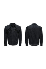 Striped Sequin Embroidered Linen Shirt