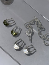 [925silver] カーブドストーンピアス(2color)
