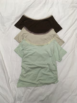 ドエンレースオフショルダー半袖Tシャツ
