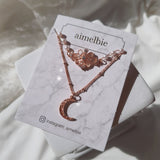 Art Nouveau Moon Necklace - Rosegold Color