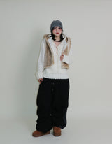 Tier Bambi Fake Fur Hooded Vest (Short Quilted)