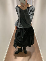 Smoke applique midi skirt (3color)
