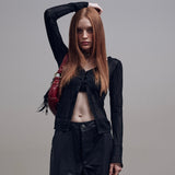 ウェーブメッシュカーディガン [Black]