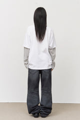 グランジロックレイヤード長袖Tシャツ