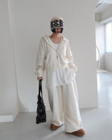 Fluffy fleece hooded zip-up jacket
