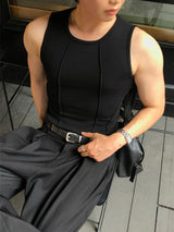 LMN arc incision muscle fit ribbed sleeveless (4 colors)