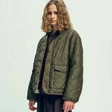 リバーシブル キルト&フリースライナージャケット olive khaki