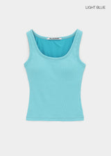 [MADE] Coogie U-Neck Ribbed Sleeveless Top (Built-in Cap)