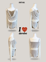 Lace Two-Piece Shirring Layered Dress