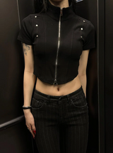 Chic stud half zip up(4color)