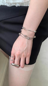 4タイプ シルバー レイヤード リング セット