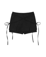 Ribbon Tied Mini Skirt Pants _ BLACK