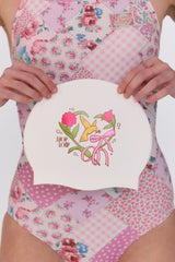 [Bohemian Patchwork_pink] One Piece Swimsuit