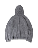 CROCHET KNIT WASHED ZIPPED HOODIE