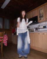 Curve Wide Deep Blue Denim Pants