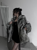 dual shade faux fur jacket (2color)