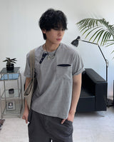 テズダイアゴナルヘンリーネックTシャツ