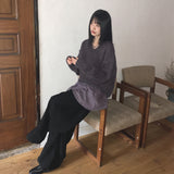 ムムグラデーションルーズフィットVネック長袖ニット