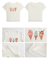 アイスクリームレースレイヤード半袖Tシャツ