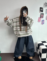 TWO PINTUCK RIVET BELT BALLOON LONG PANTS 🤎🖤💙3COLOR