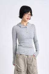 Seasoning stripe hood long sleeve