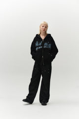 ov damage hood zip up (black)