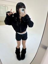 (STRETCH♥/FLEECE♥) Y2Kウールローライズマイクロショートパンツ