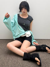 ダメージ カラーブロック Tシャツ
