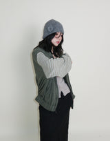 Hakata Stripe Coloring String Knitwear Zip-Up