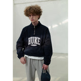 HUKE Logo Navy Half zip-up MTM