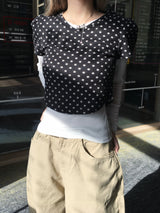 Holly Dot Fleece Layered Short Sleeve T-Shirt (2c)