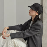 VA Stud Easy Fit Newsboy Cap / Black