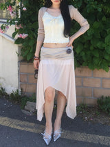 Angel Drape Unbal Long Skirt