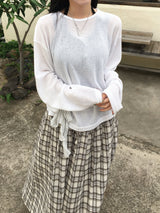 Maple Check Banded Shirred Skirt (3c)
