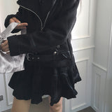 Hice suede corduroy frill mini skirt
