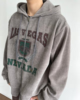 Crack Velvet Hooded Zip-Up