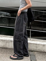 String Wide Cargo Denim PT