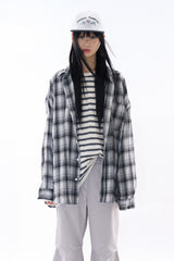 Autumn vintage loose check shirt